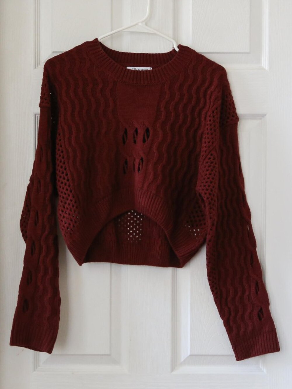 Cupshe Cropped Burgundy Sweater, Size M
